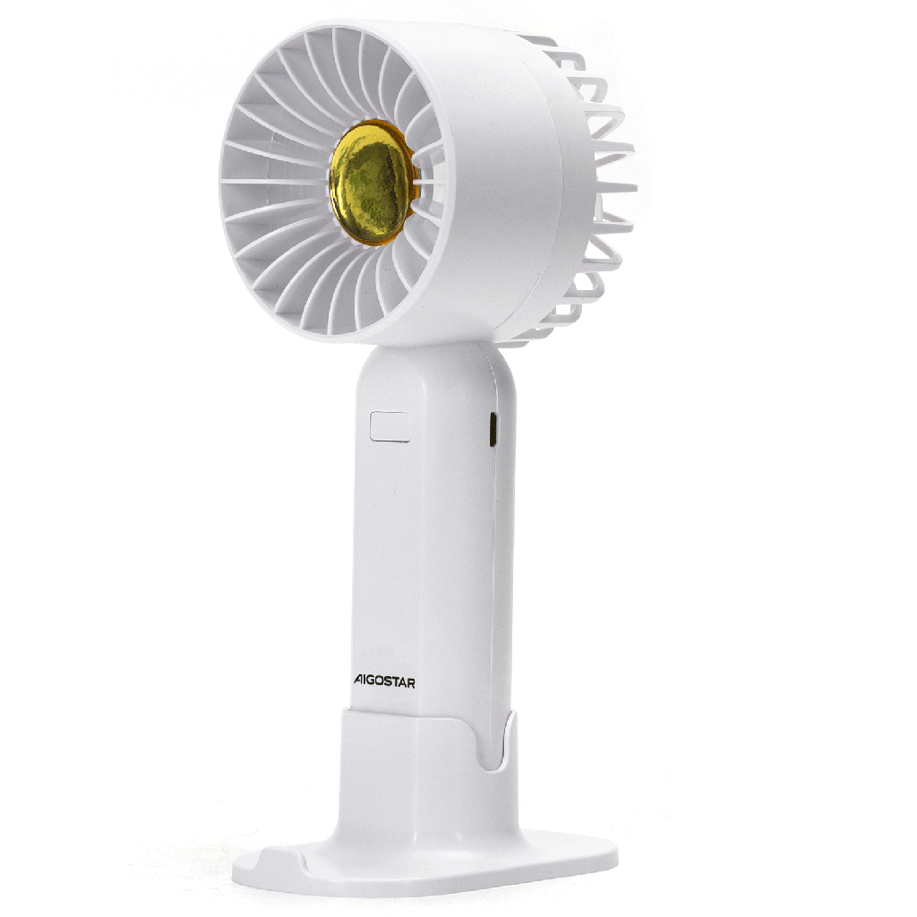 Ventilateur de poche, 2.7 pouces, 7 pales, 3 vitesses, 500mAh, blanc