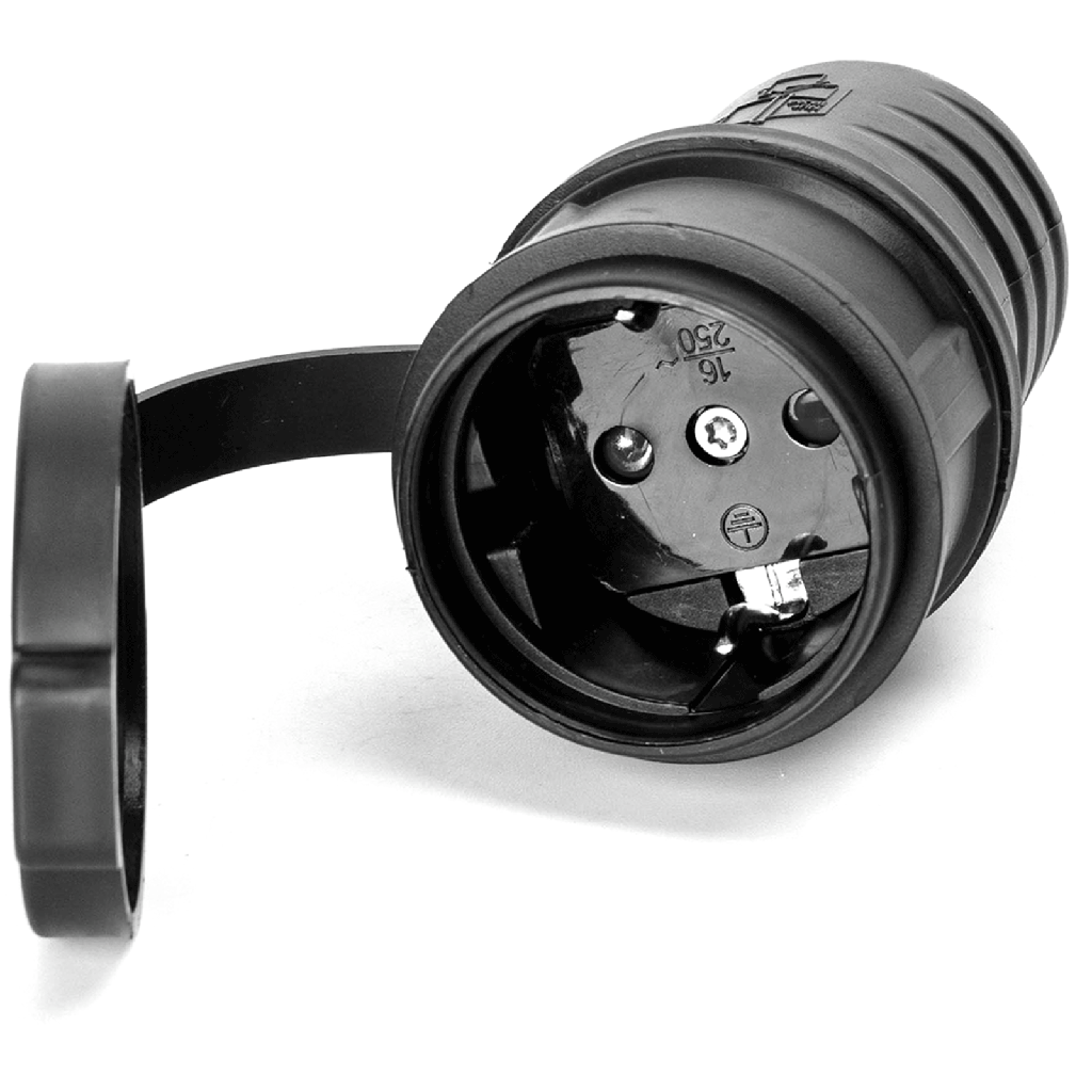 [B20103O96] Deutscher 16A wasserdichter loser Stecker schwarz