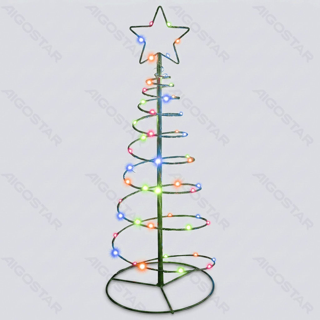 [B10201Q80] Aigostar Kegelvormige kerstboomdecoratielamp op zonne-energie RGBY 2m+0.75m IP65 Buiten