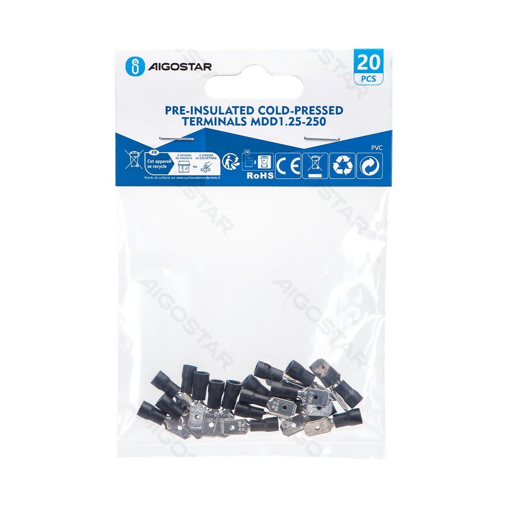 [B20104P51] Pré-isolé 25-250 (20 pcs) noir