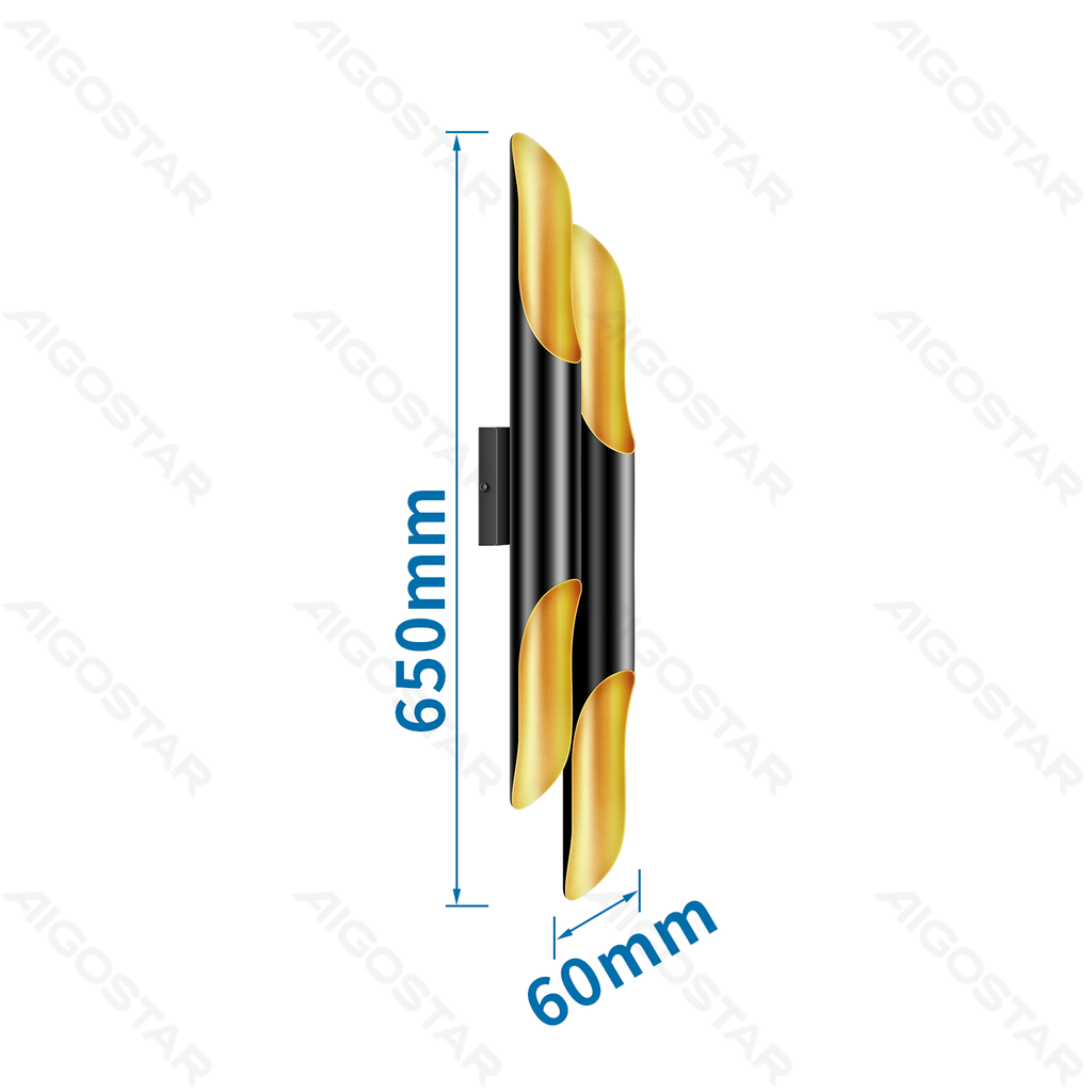 [B10304XSA] Aluminium Doppelkopf Wandleuchte Schwarz (ohne Leuchtmittel) E27