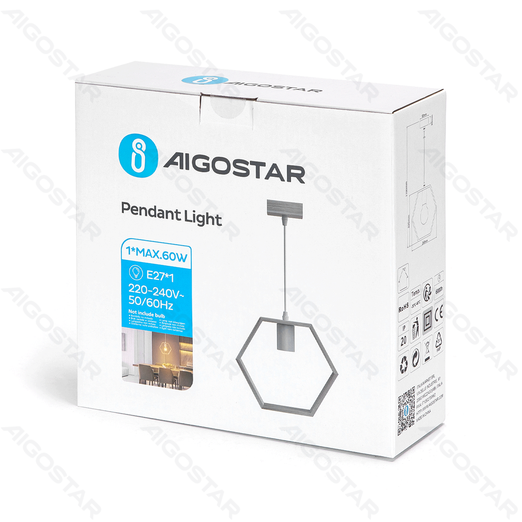 [B10303HB5] Houten Hanglamp (Zonder Lichtbron) E27