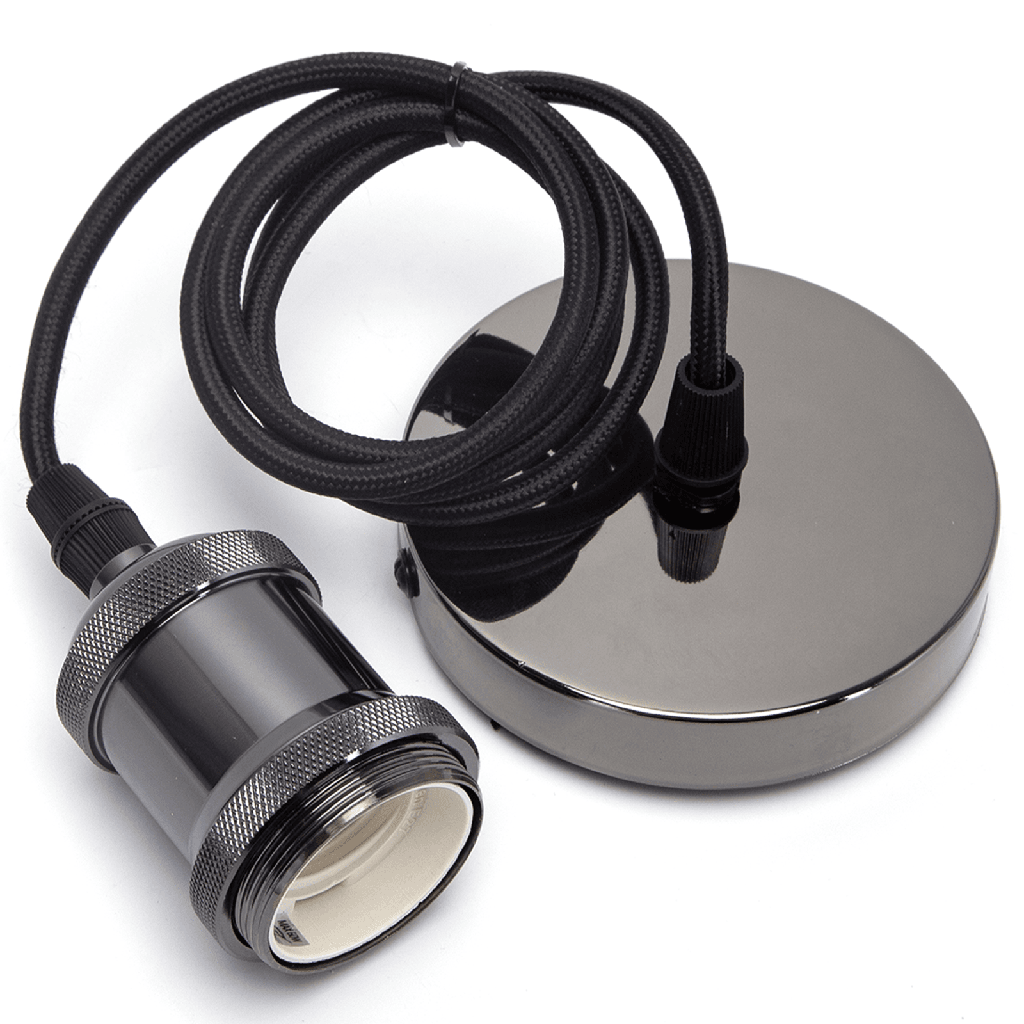 [B20102QOP] Aigostar E27 Metalen Lamphouder 2X0.75mm² 1M Parel zwart