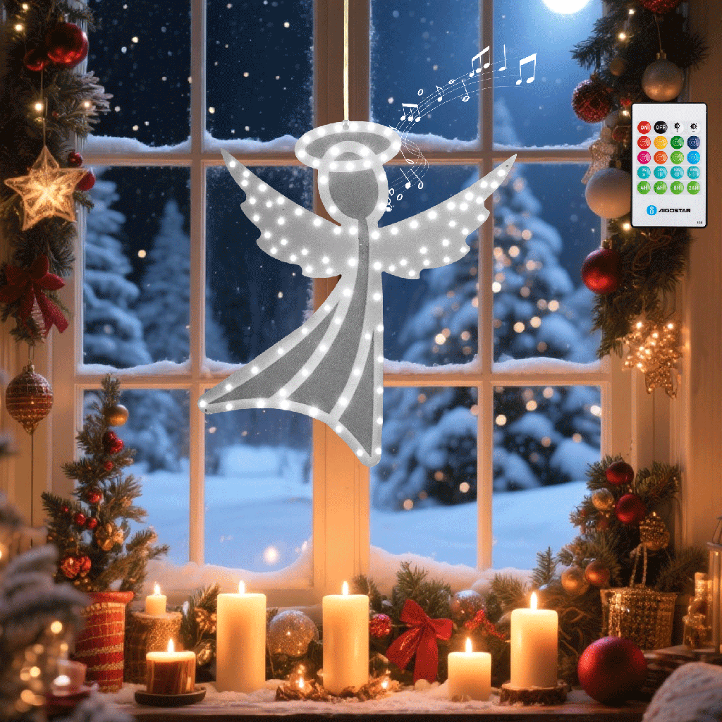 3AA Spieluhr Fensterdekoration Engel IP44 Indoor/Outdoor