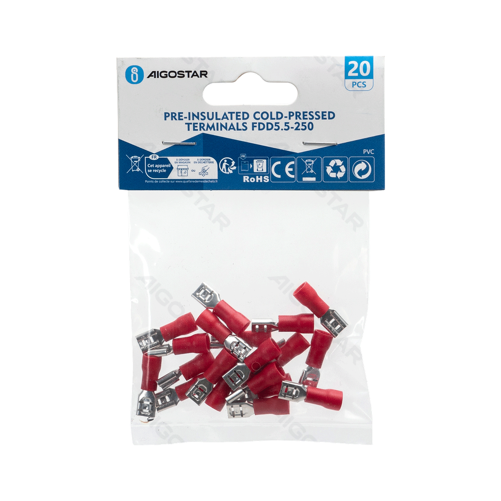 Pré-isolé 5-250 (20 pcs) rouge