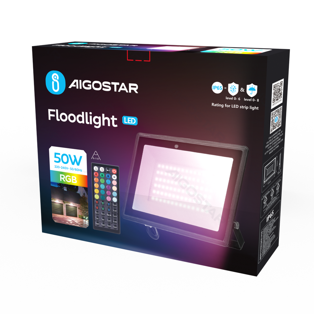 [B10202J87] Aigostar LED floodlight 50W RGB IP65