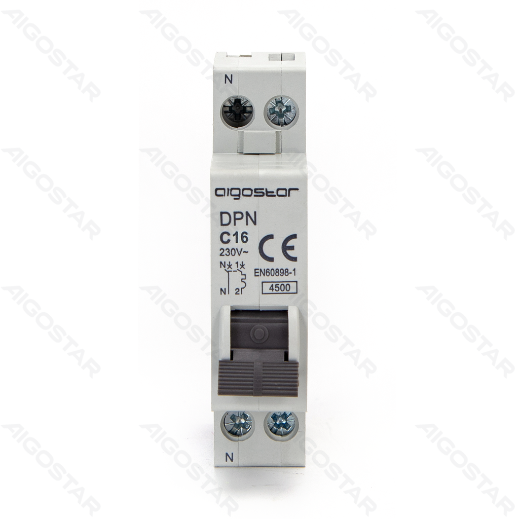 [B20201QDT] Aigostar Miniatuur stroomonderbreker 1P+N 16A C CURVE Grijs