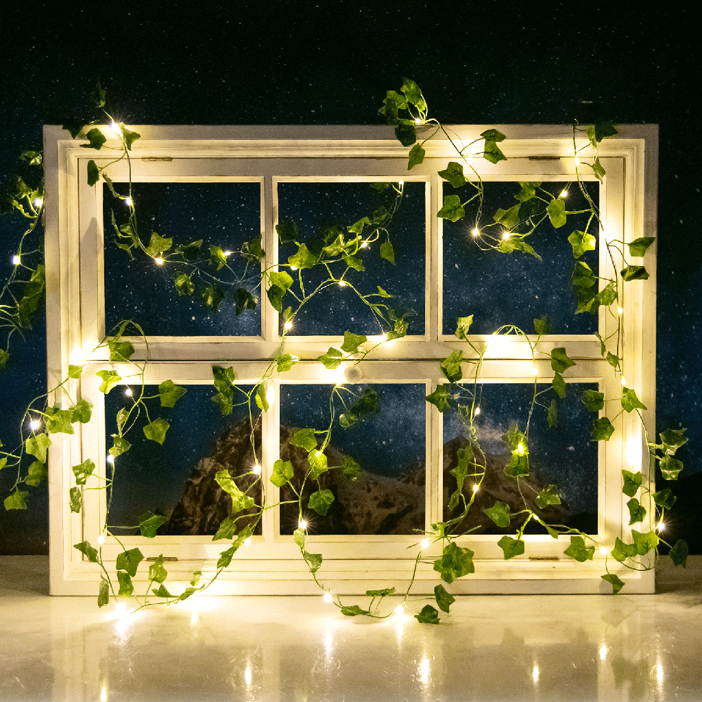 [B1020136R] Imitation de plantes solaires ligne de lierre 2m+5m 50LED