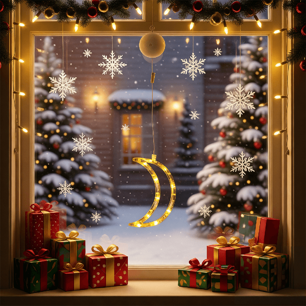 [B10303K5X] Pendentif en forme d'étoile alimenté par piles avec ventouse Blanc chaud IP20 Intérieur