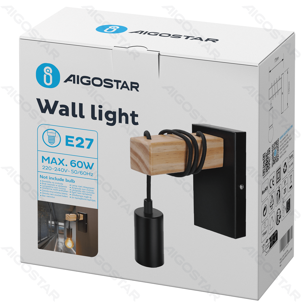 [B10311A48] Wandlamp met Hanglamphouder (Zonder Lichtbron) E27