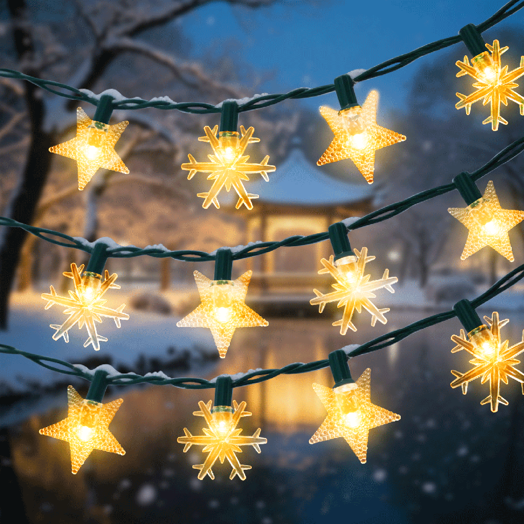 [B10201JE8] Aigostar Stersneeuwvlok van lichtstroken op zonne-energie Warm wit 2m+10m