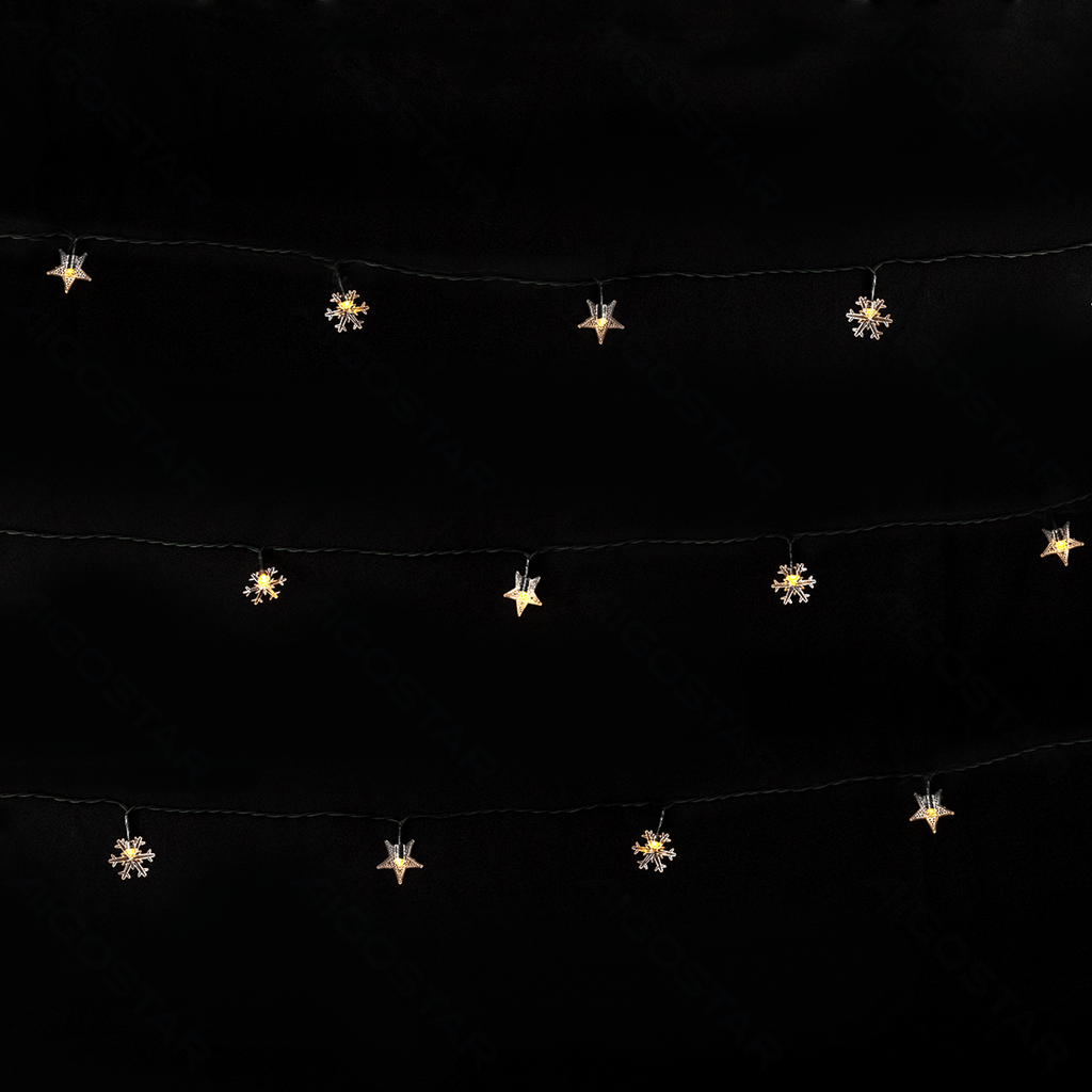 [B10201JE8] Aigostar Stersneeuwvlok van lichtstroken op zonne-energie Warm wit 2m+10m