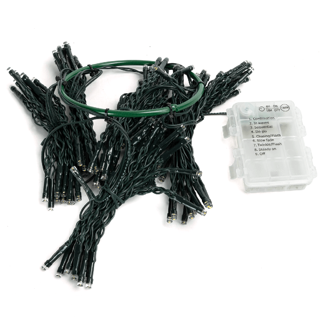 Aigostar 3AA Batterij Lichtsnoer Boom Bedekking Licht Warm Wit 1.8m IP44 Binnen/Buiten