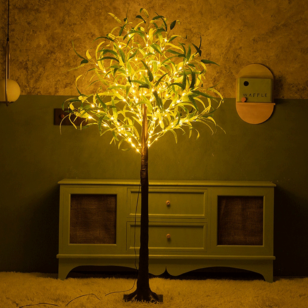 Imitation Solarpflanzen Baum Olivenblatt 2m+H1.5m 210LED