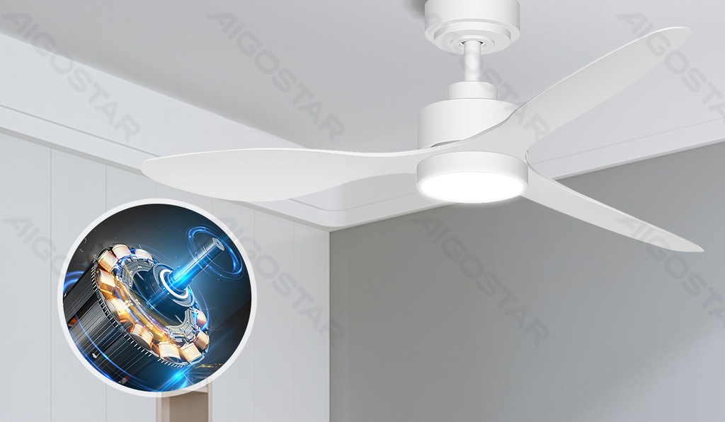 [B103133JX] Aigostar Plafondventilator met lamp 52 inch 3 bladen 6 snelheden wit