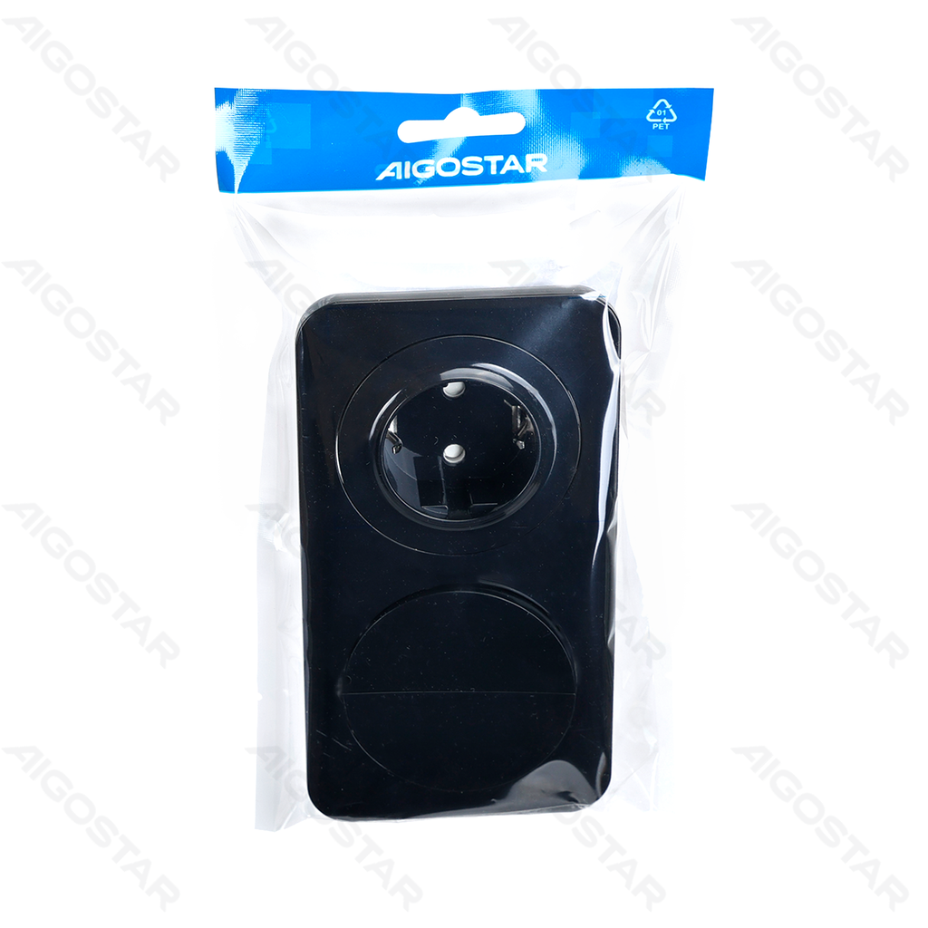 1 prise Schuko + Interrupteur 2 boutons 2 voies