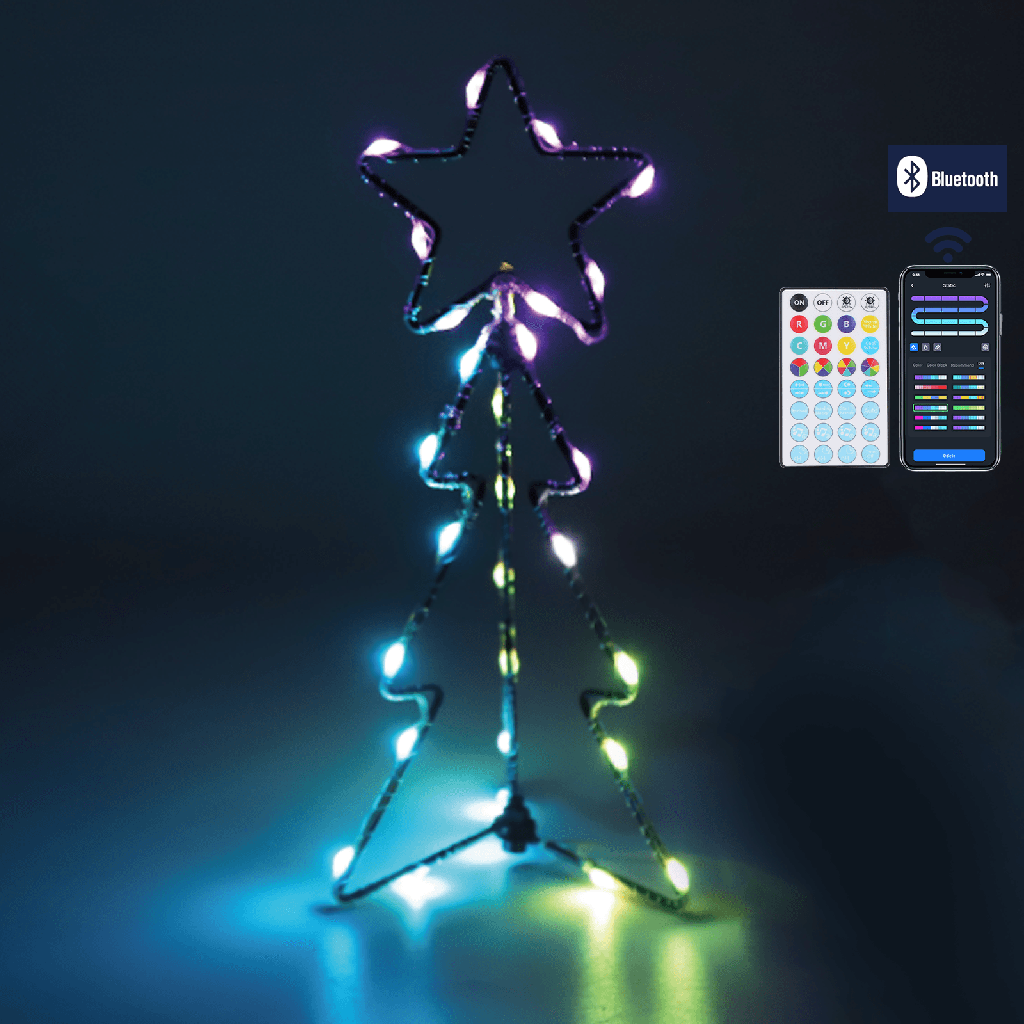 Konische Christbaumschmucklampe mit USB RGBIC 5m+40cm IP20 Indoor