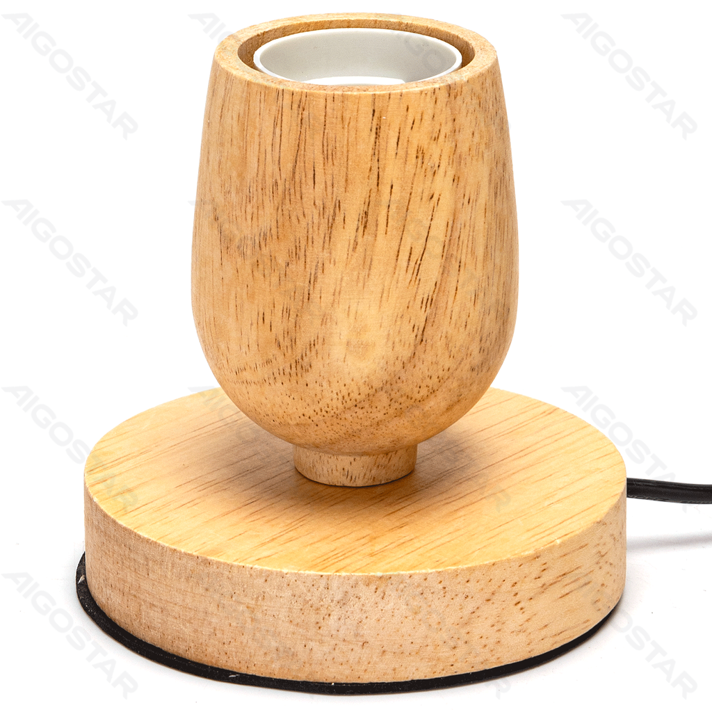 Tischlampe Holz Kelch Form Braun E27 Ohne Glühbirne