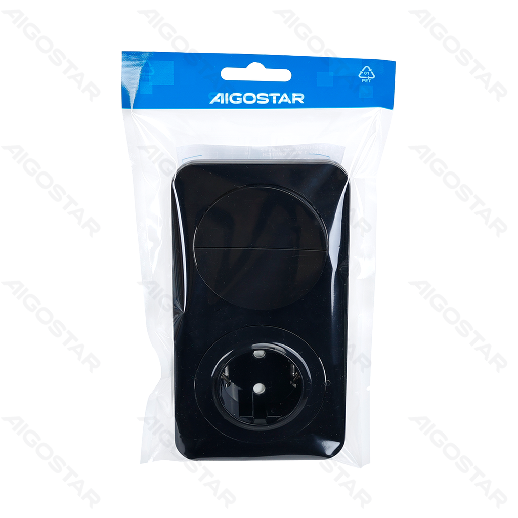 [B201011JE] Aigostar Schuko stopcontact + dubbele eenpolige schakelaar
