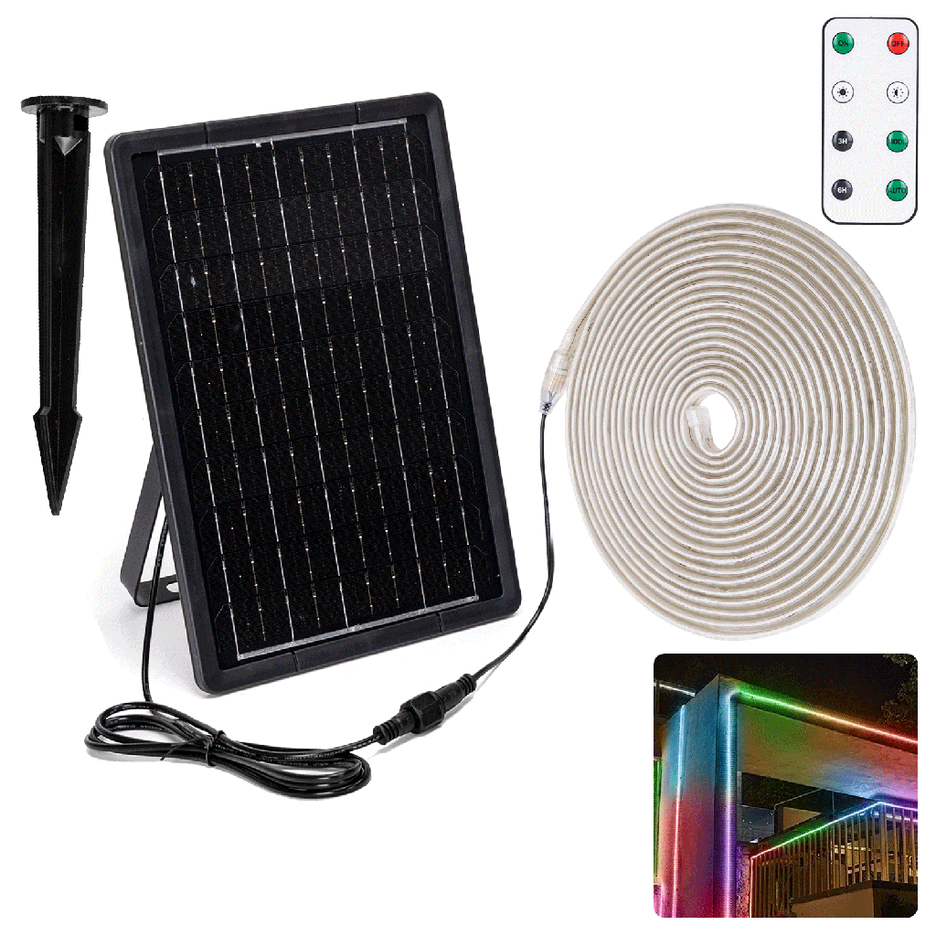[B10201NK9] Aigostar LED Solar Lichtstrip 10m RGB 100W