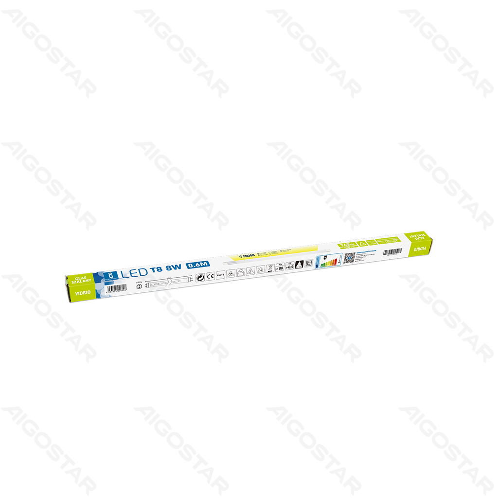 [B10111VHL] LED Glass T8 Light Tube 0.6m 9W