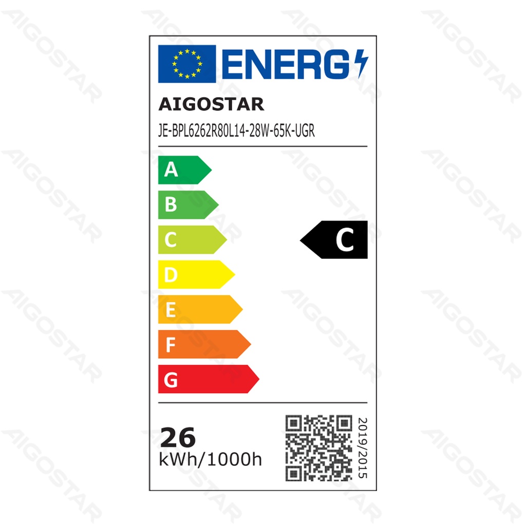 [B10406N4O] Aigostar LED Paneelverlichting Back-lit Daglicht Wit 28W 62x62cm UGR < 19