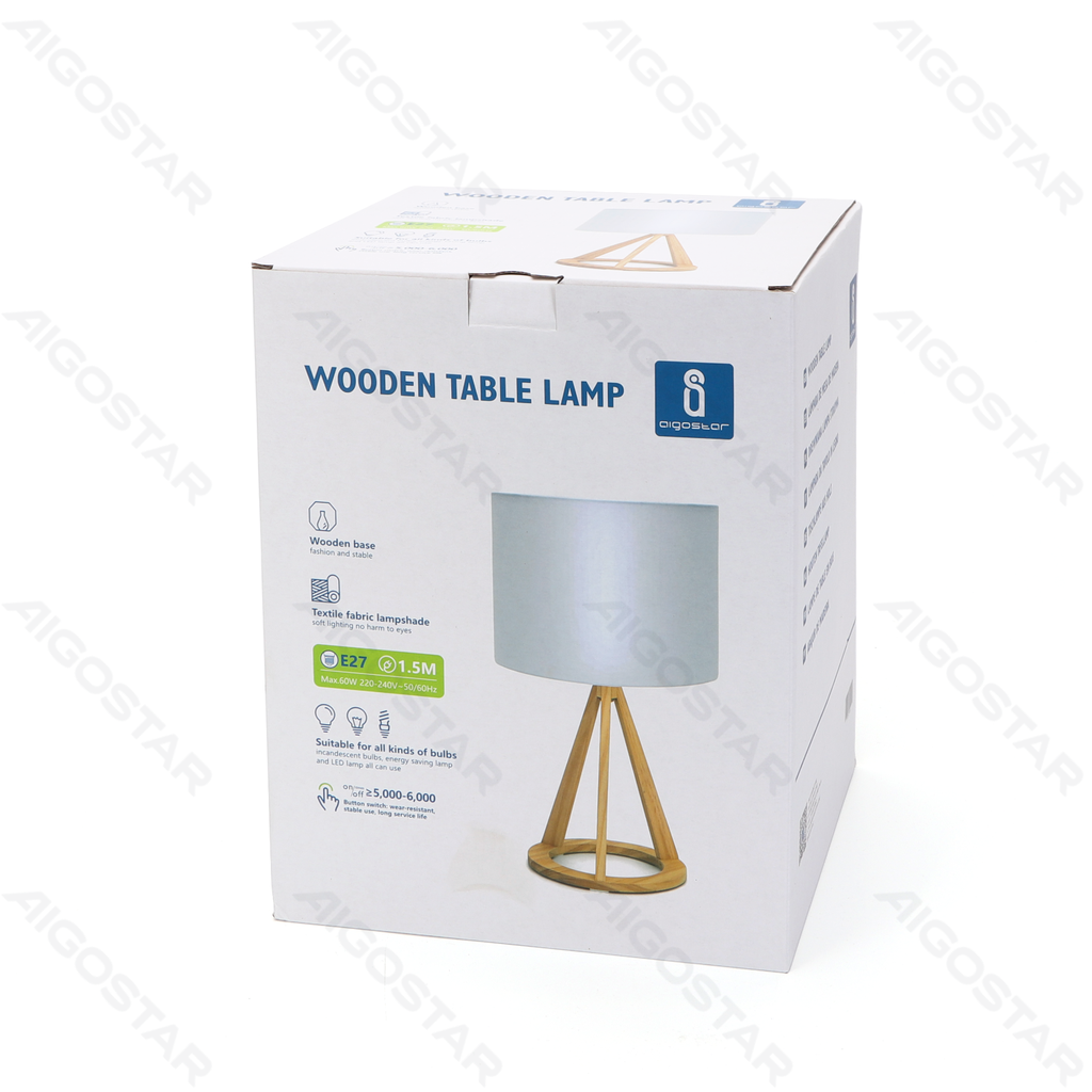 Lampe de table en bois (sans source de lumière) E27