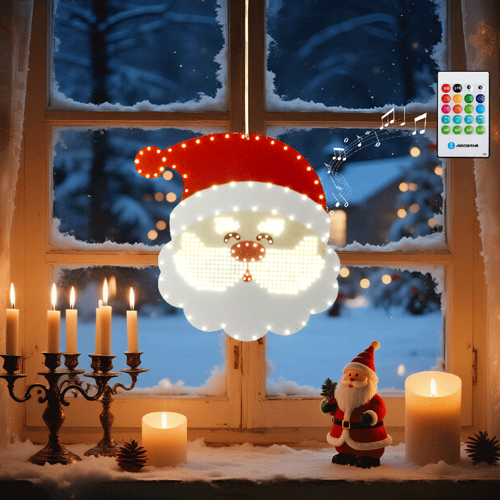 Aigostar 3AA Muziekdoos Raamdecoratie Kerstman IP44 Binnen/Buiten