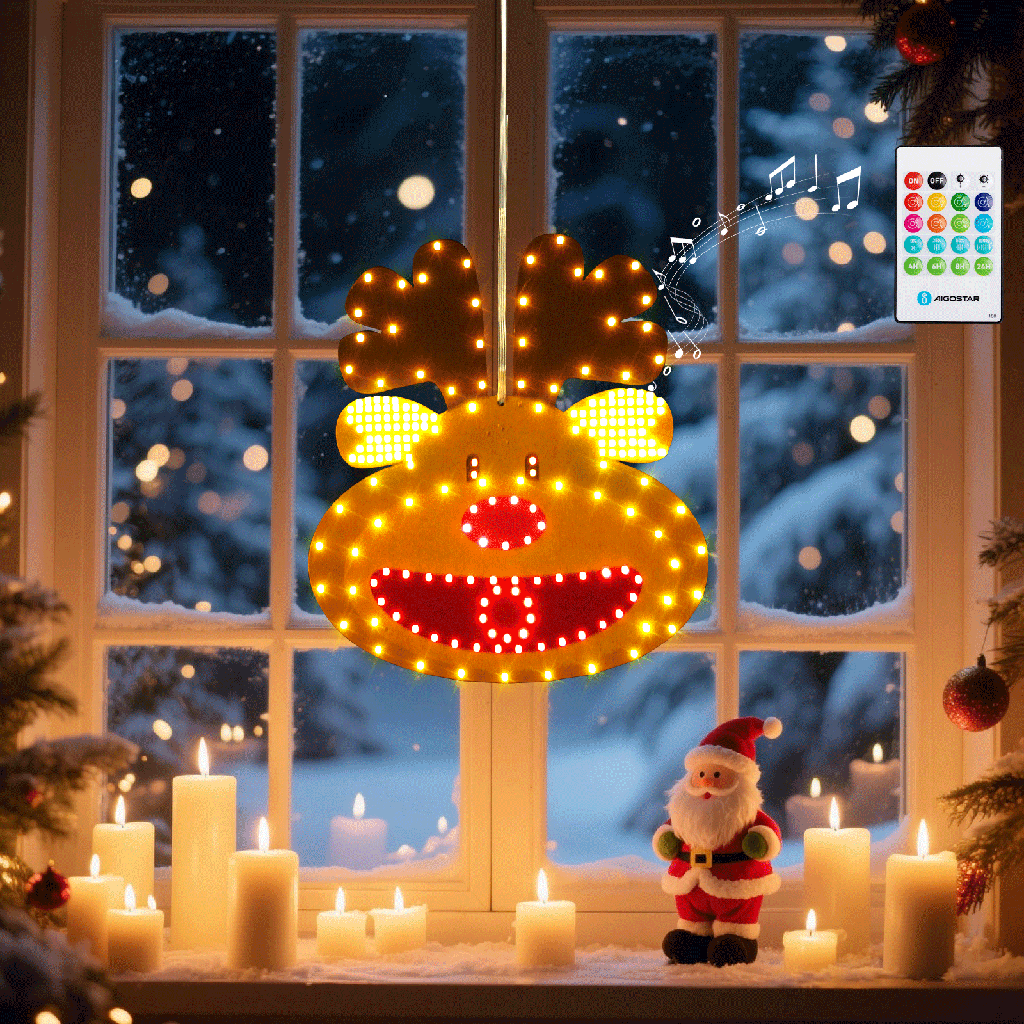 Aigostar 3AA Muziekdoos Raamdecoratie Eland IP44 Binnen/Buiten