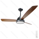 Ceiling fan with lamp 52 inch 3 blades 6 speeds black