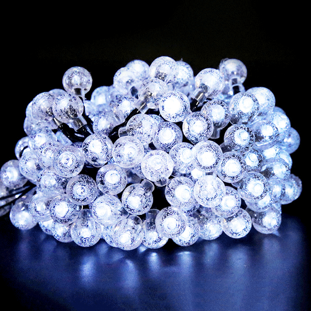 Solar powered bubble light strip Cold white 2m+10m