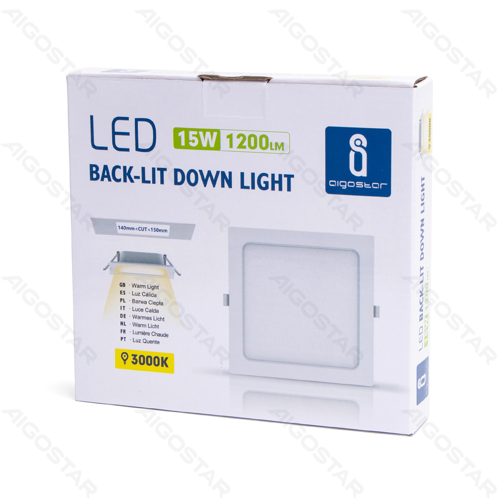 [B10405WGD] E6 LED Einbaudownlight Quadratisch 15W Gelbes Licht