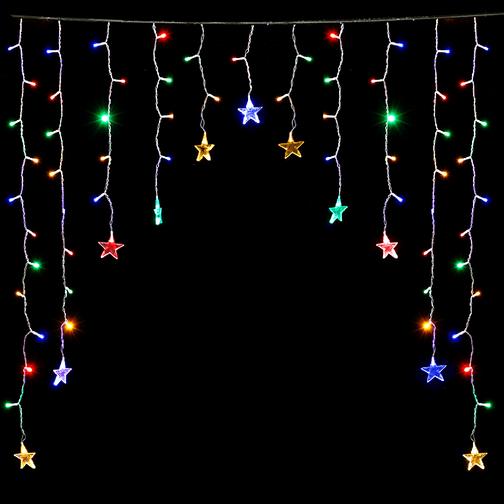 Laagspanning Gordijn Omgekeerde V Platte Lichtslinger Ster RGBY 1 5*B1,2m 11 strips IP44 Binnen/Buiten