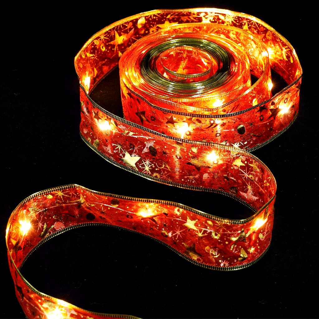 3AA Batterij Lichtsnoer 5cm Rood Ster Lint Warm Wit 10m IP44 Binnen/Buiten