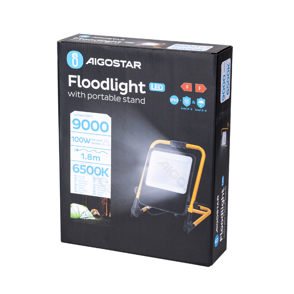 Draagbare gegoten werklamp 100W 6500K met netsnoer van 1,8m