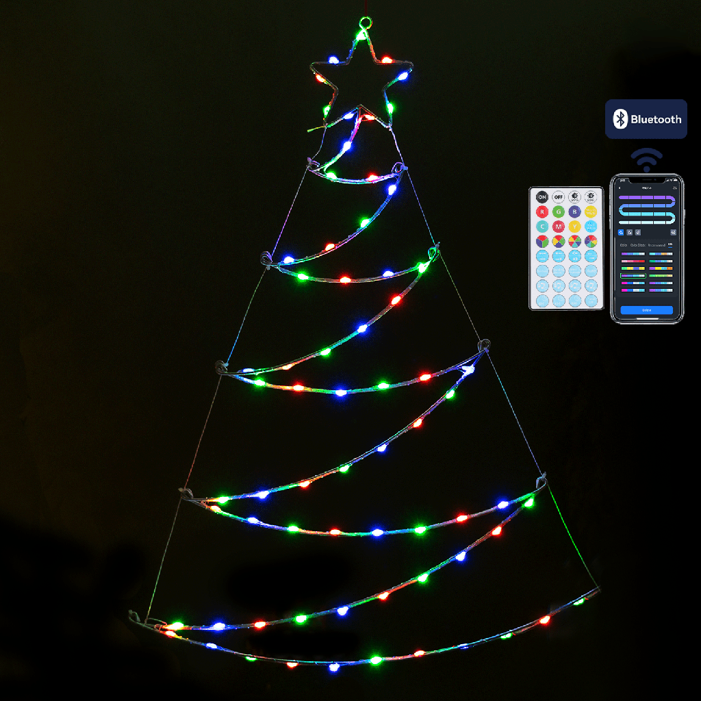 Aigostar Bluetooth Laagspanning Kerstboom voor aan de muur RGBIC 1,4m