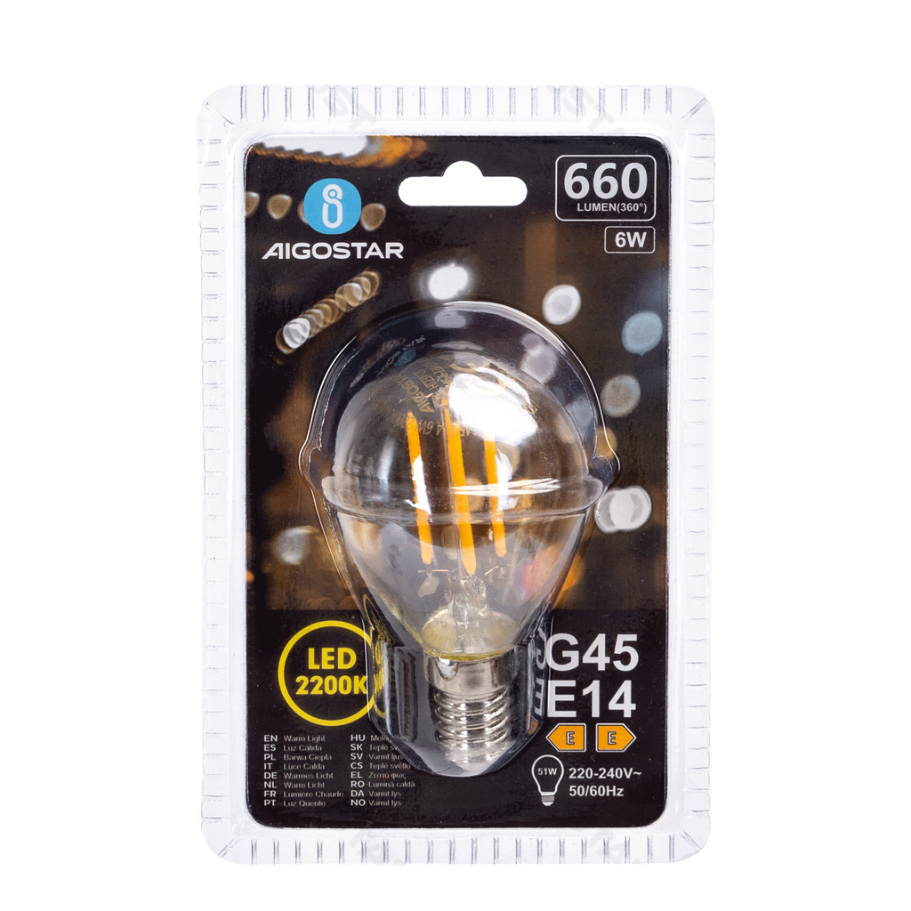 [B10106QQ4] LED Gloeilamp (Amber) G45 E14,6W