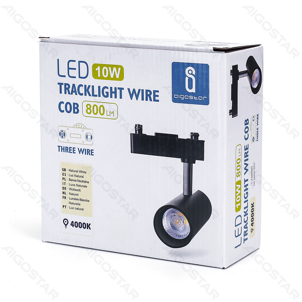 [B10403QKR] Aigostar LED 3-draads railverlichting zwart 10W