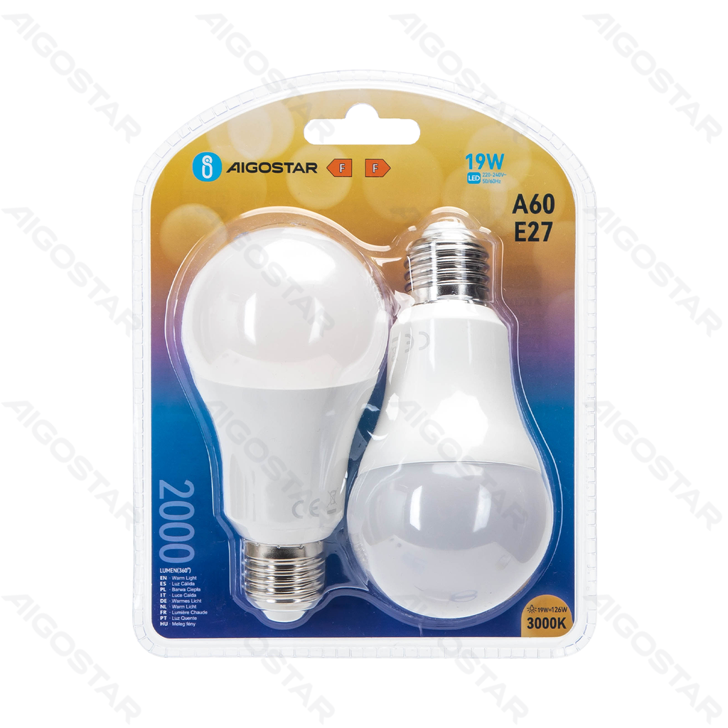LED Bulbs A60 E27,19W 3000K