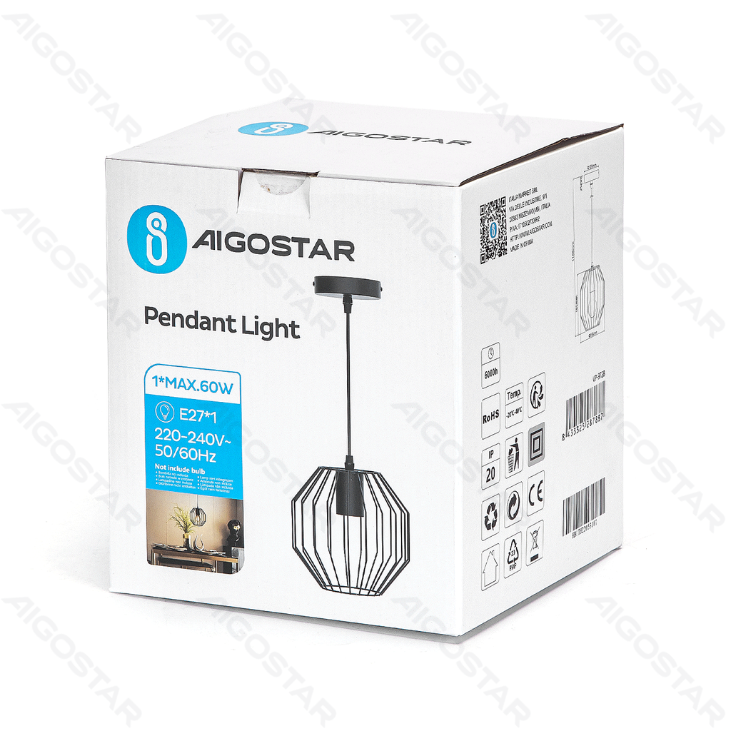 [B10303HB1] IJzeren Hanglamp (Zonder Lichtbron) E27
