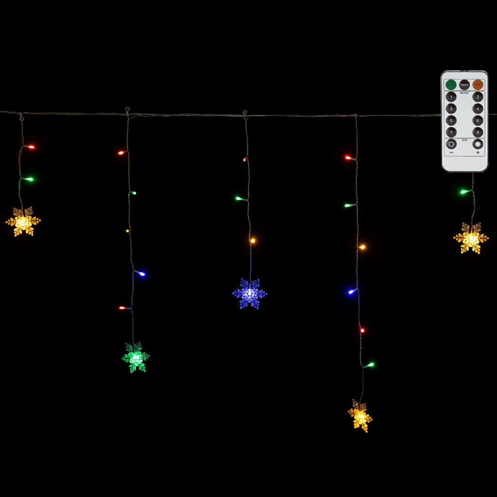 Aigostar Serieel verbindbare laagspanning Ijspegel Wave Sneeuwvlok RGBY 3m*0.7m 12 snoeren IP44 Binnen/Buiten 12 strips