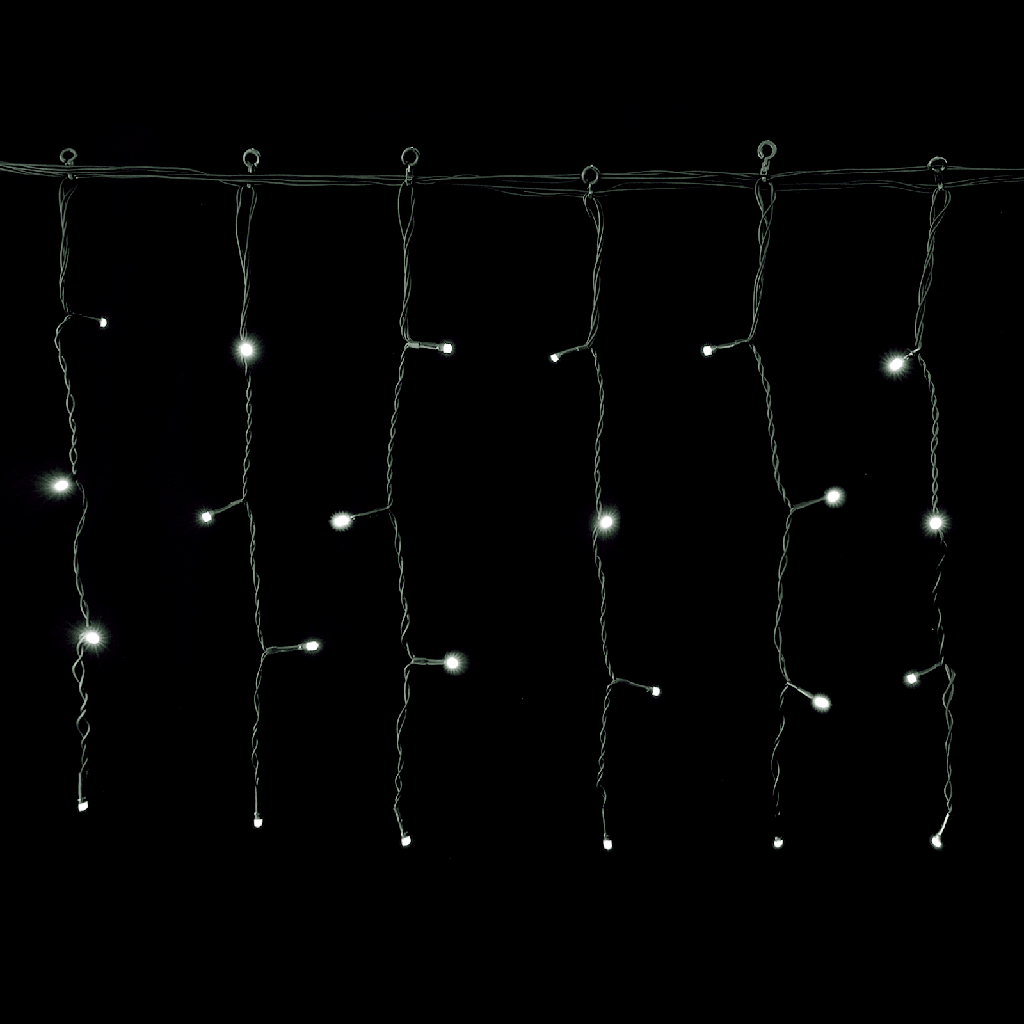 Flache solarbetriebene Eiszapfen-Lichtleiste Kaltweiß 3m+5m*0,4m 25 Streifen