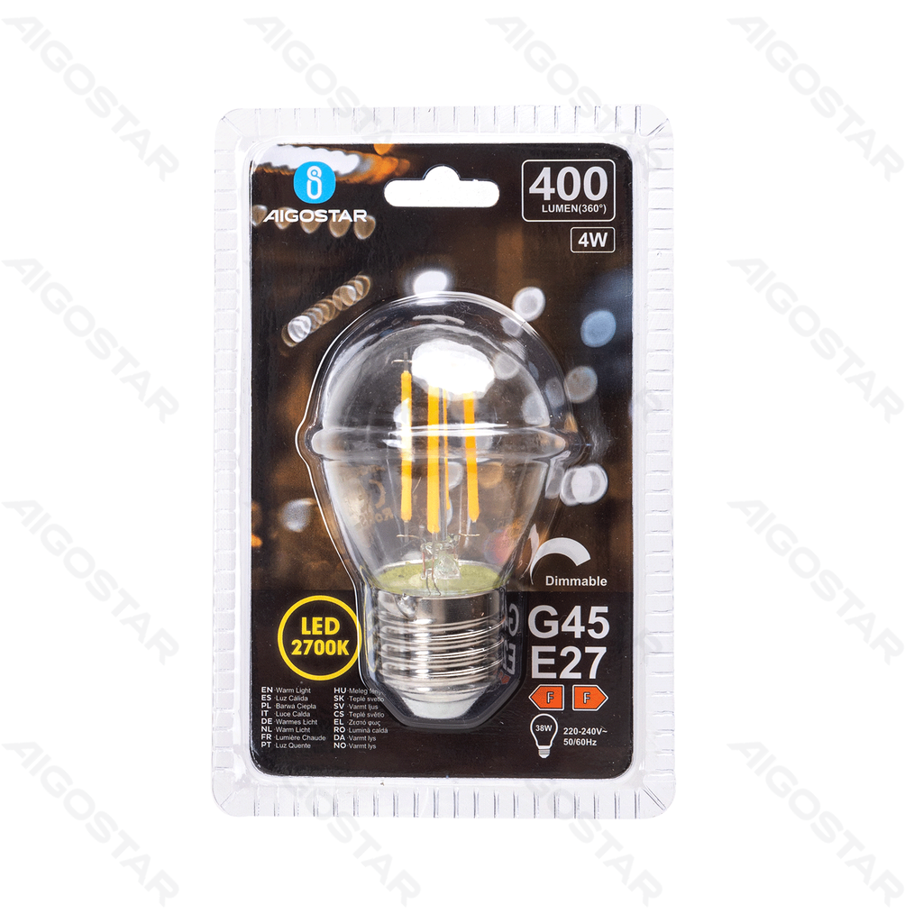 [B10106Z1Y] Dimmbare LED-Faser G45 E27,4W 2700K