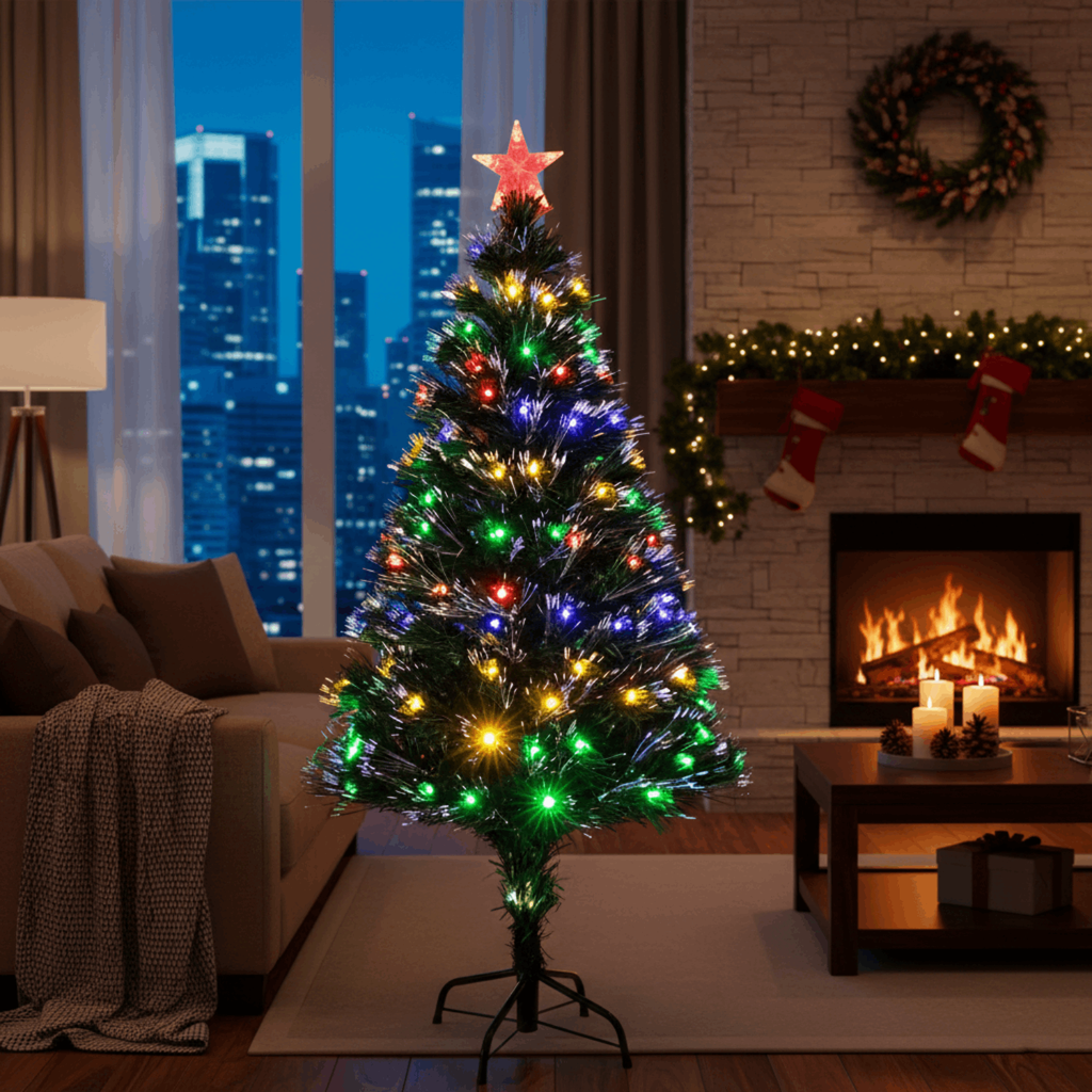 [B10303K6X] Niedervolt-Weihnachtsbaum in Glasfaseroptik, RGBY, 1.2m ,IP44, Innenbereich&Außenbereich