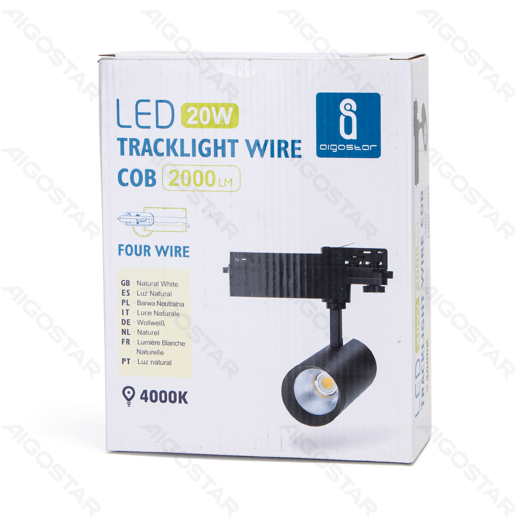 [B10403QND] Aigostar LED 4-draads Railverlichting Zwart 20W