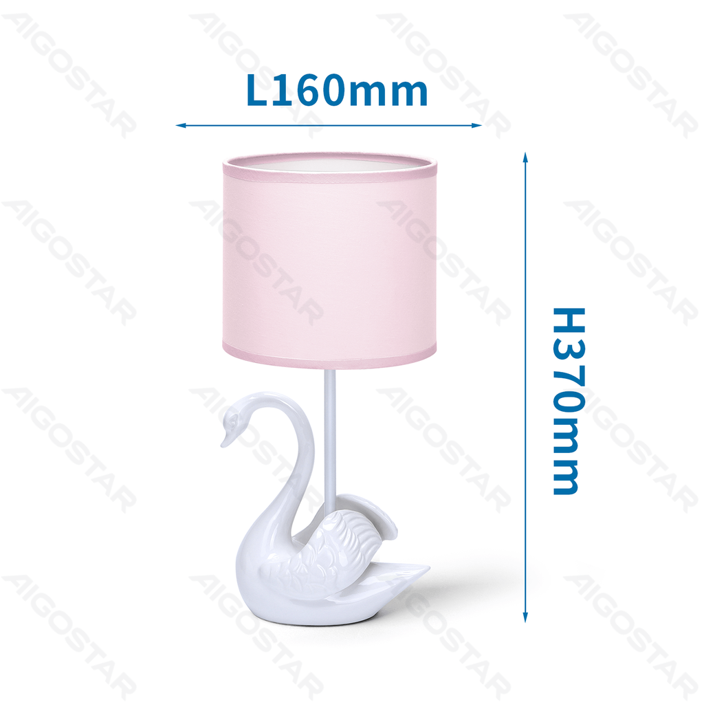 [B10311PUL] Lampe de table Ceramic Swan White avec abat-jour rose (sans source lumineuse) E14