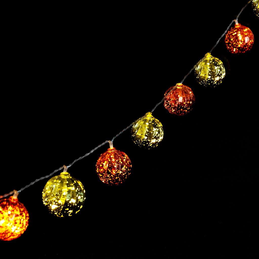 Aigostar 3AA Batterij Lichtsnoer Kerstballen Goudkleurig+Rood Warm Wit 2m IP44 Binnen/Buiten