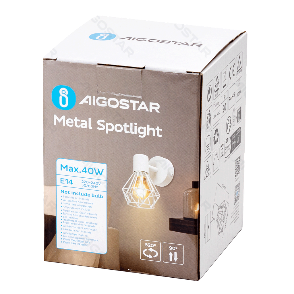 [B10307QE4] Metal spotlight with adjustable angle and 1 switch