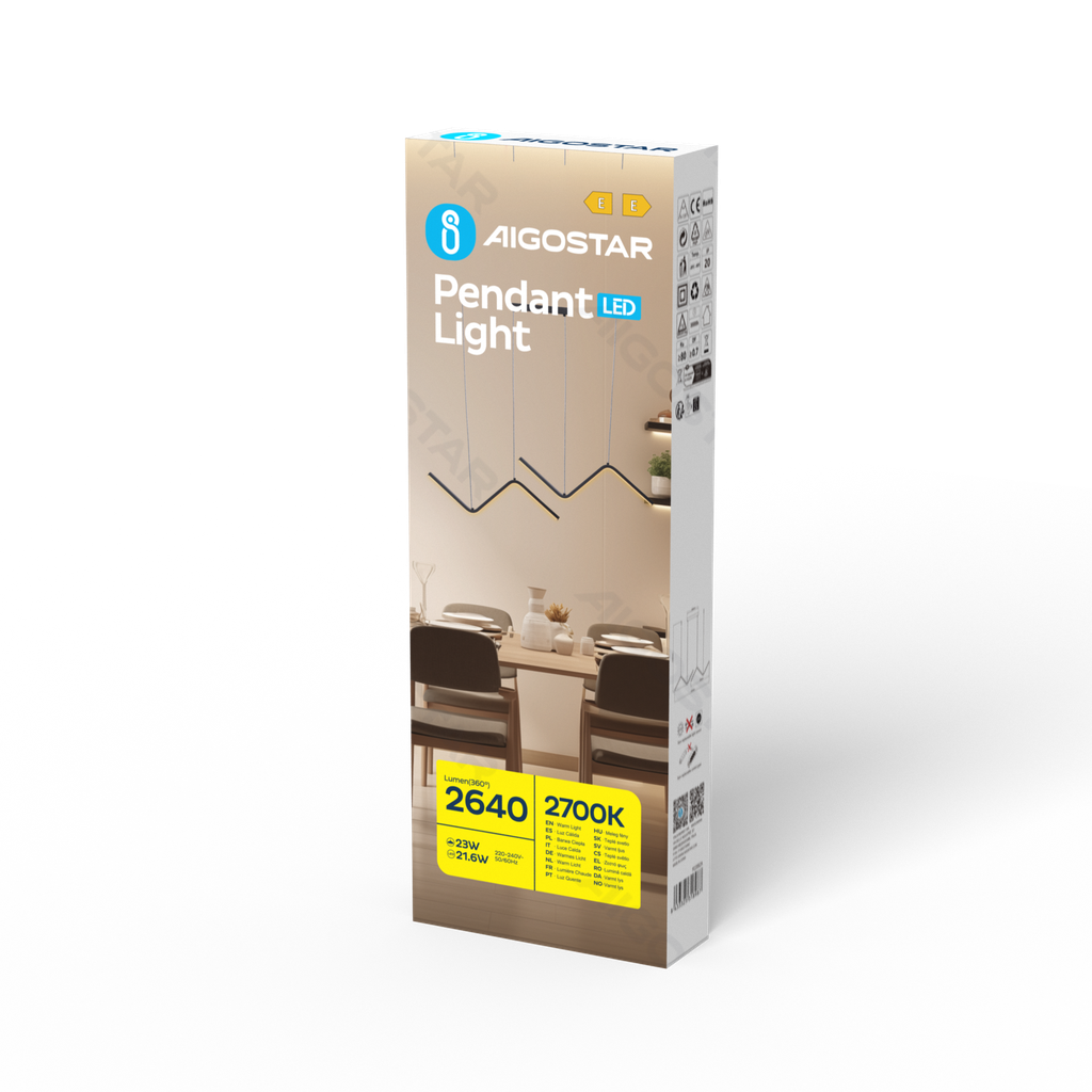 Metalen en siliconen LED-hanglamp 23W 2700K