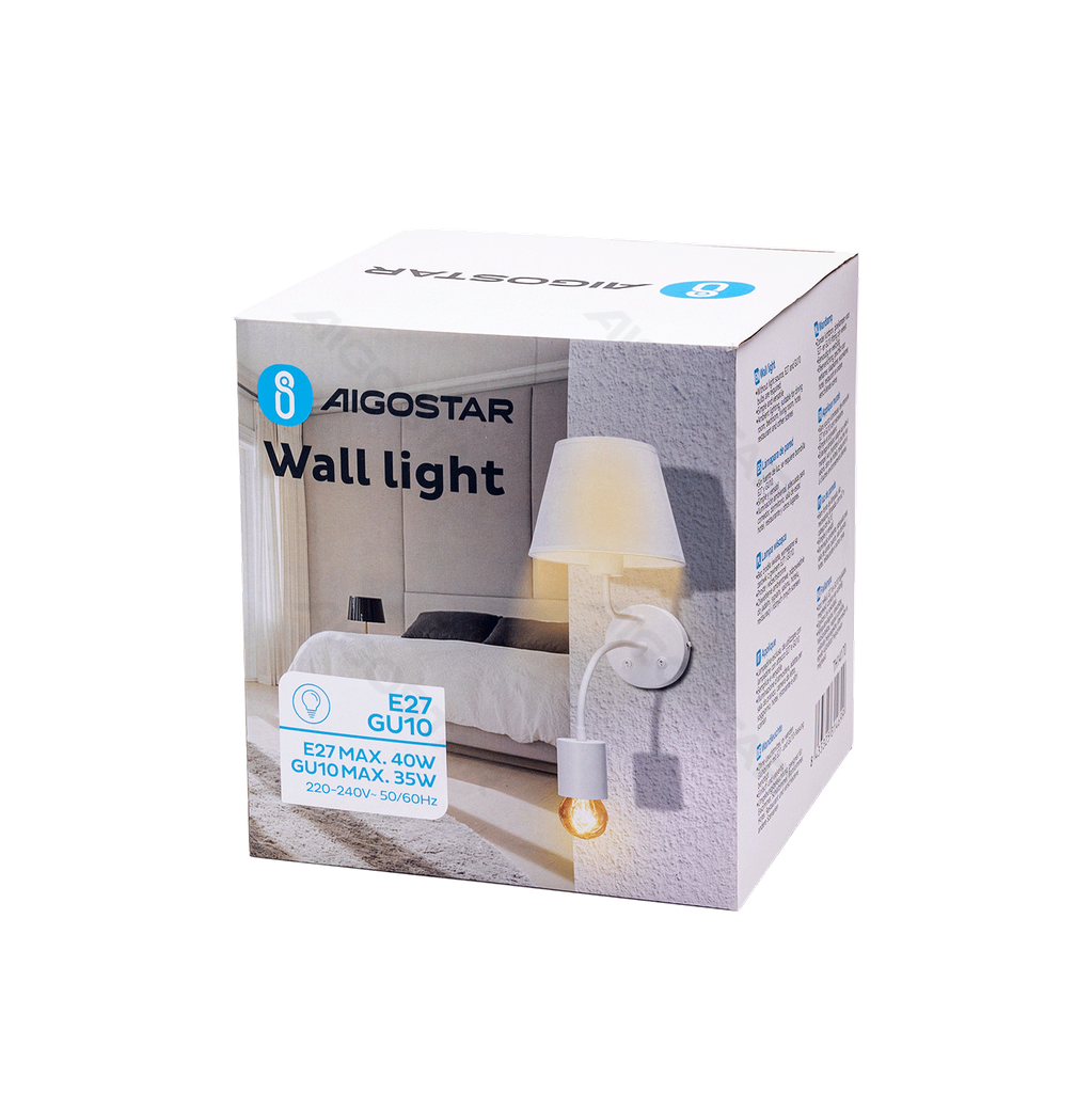 [B10305MO4] Applique murale en métal blanc (sans ampoule) E27